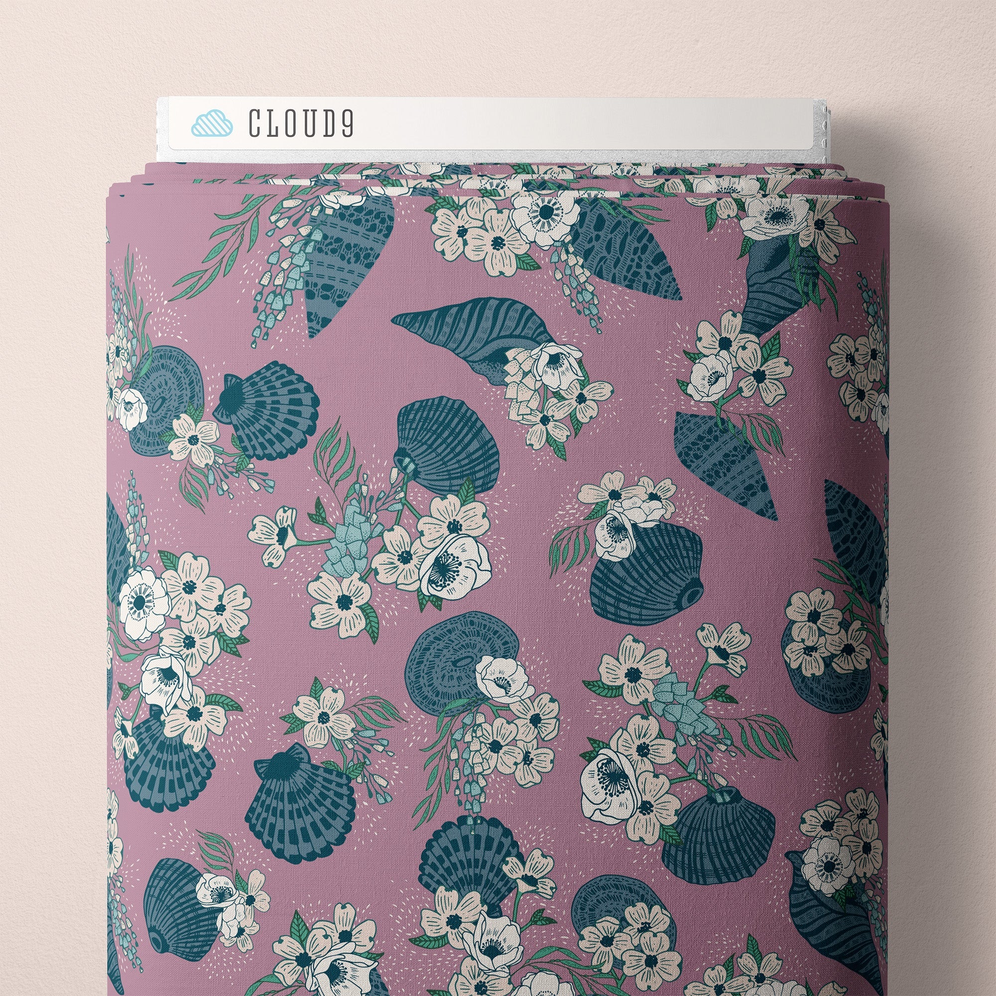 Sea Bouquet - Dusty Pink - Seashell Serenade - Jayme Murray - Cloud 9 Fabrics - Poplin