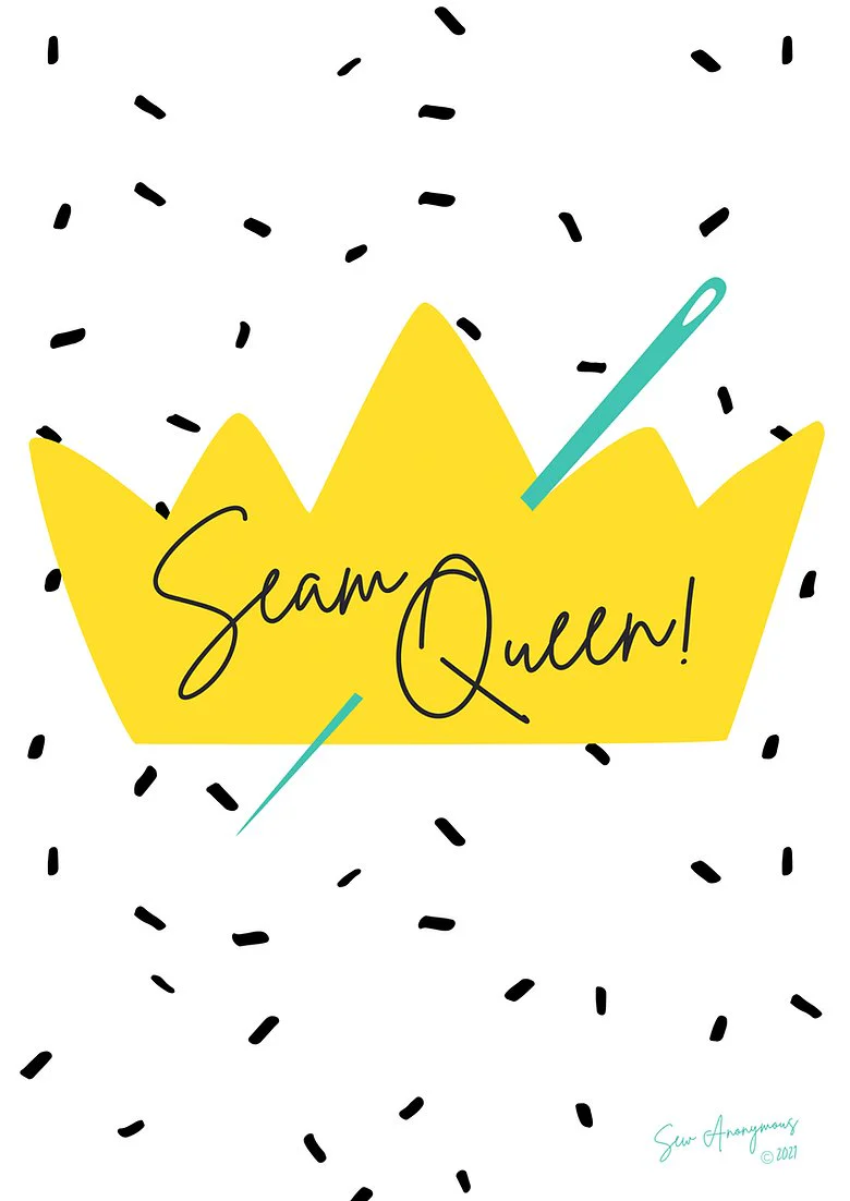 "SEAM QUEEN" Sewing Themed Greeting Card - Sew Anonymous - Image 3