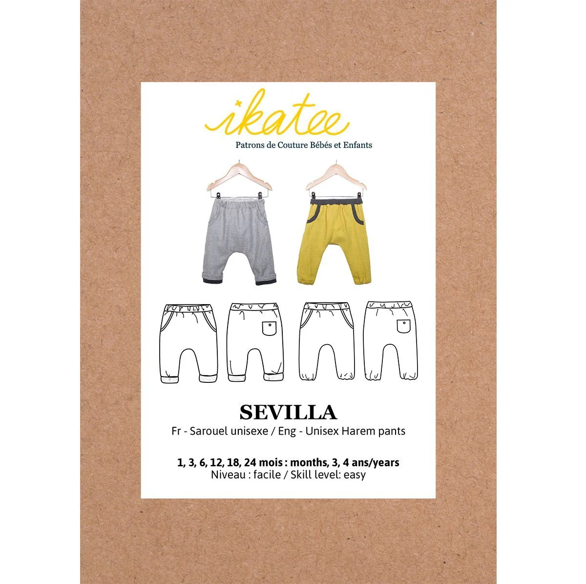 Sevilla Unisex Harem Pants Sewing Pattern - Baby 1M/4Y - Ikatee - Image 2