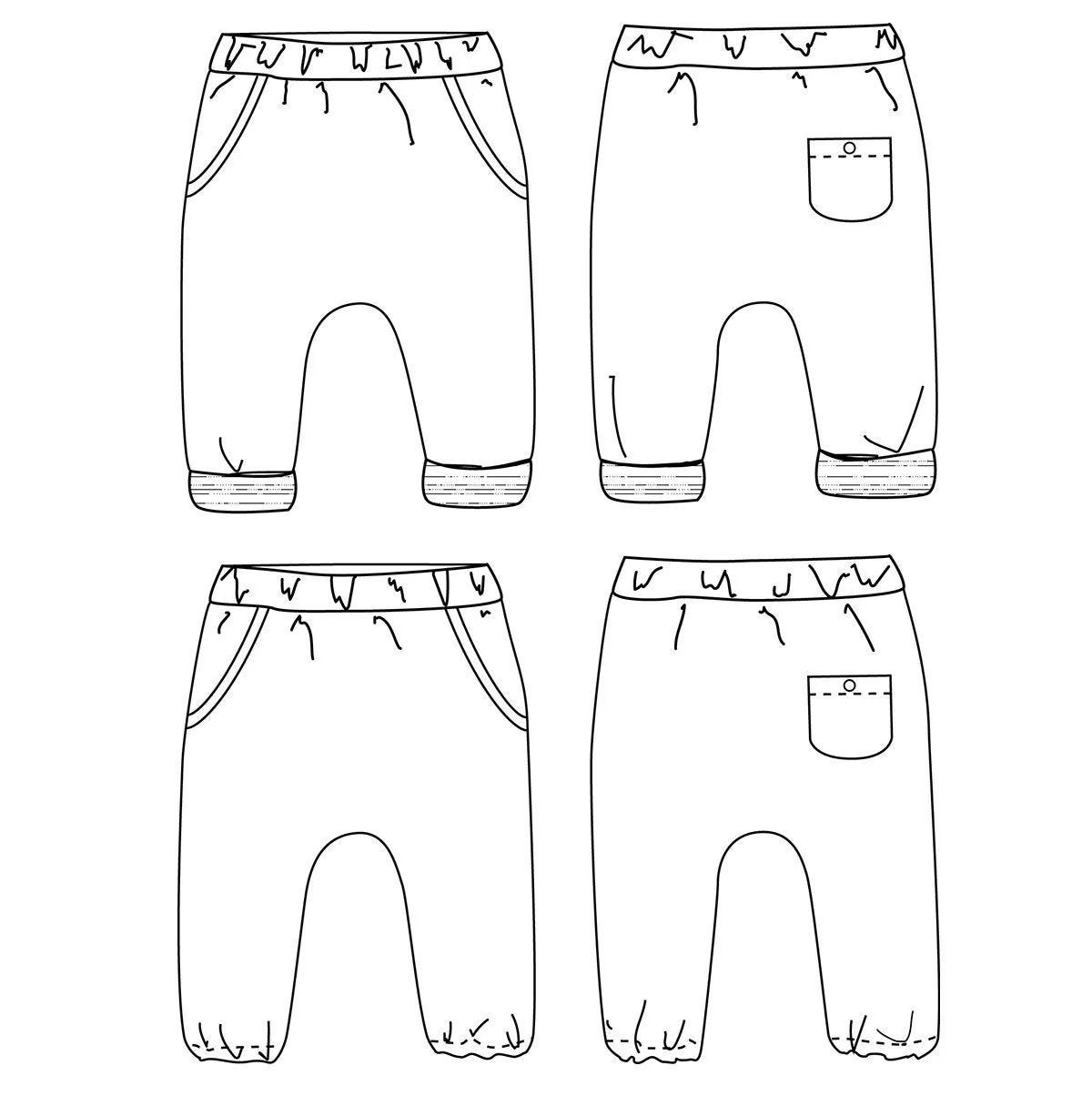 Sevilla Unisex Harem Pants Sewing Pattern - Baby 1M/4Y - Ikatee - Image 3