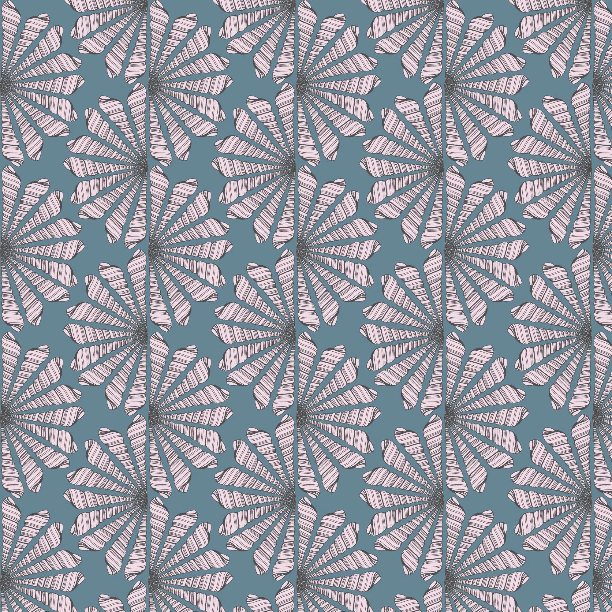 Shell Fan - Blue / Pink - Seashell Serenade - Jayme Murray - Cloud 9 Fabrics - Poplin - Image 3
