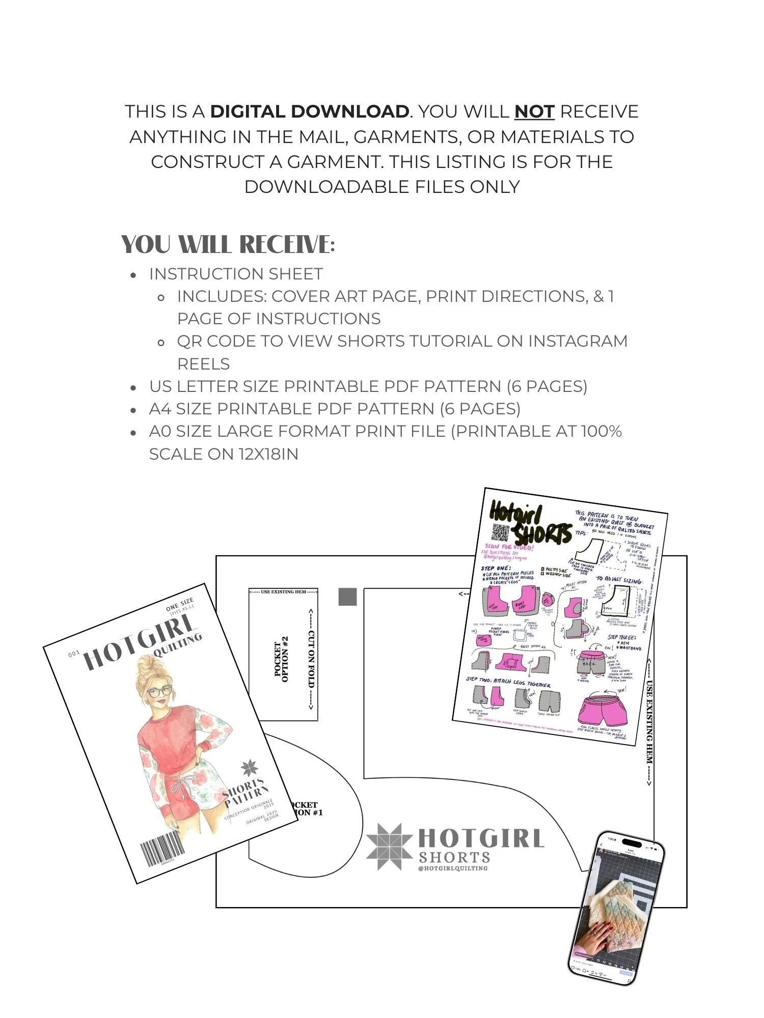 Shorts - PDF Pattern - Hot Girl Quilting - Image 3