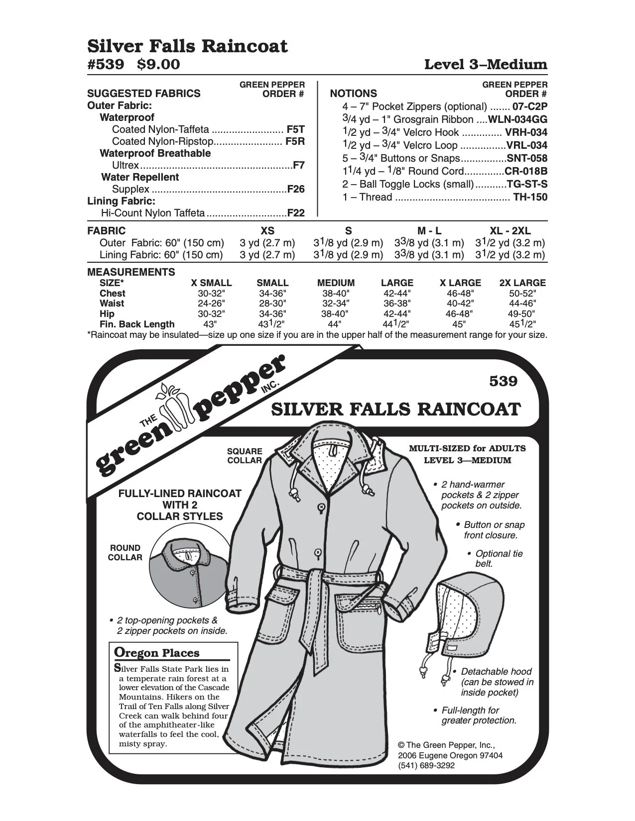Silver Falls Raincoat Pattern - 539 - The Green Pepper Patterns - Image 2