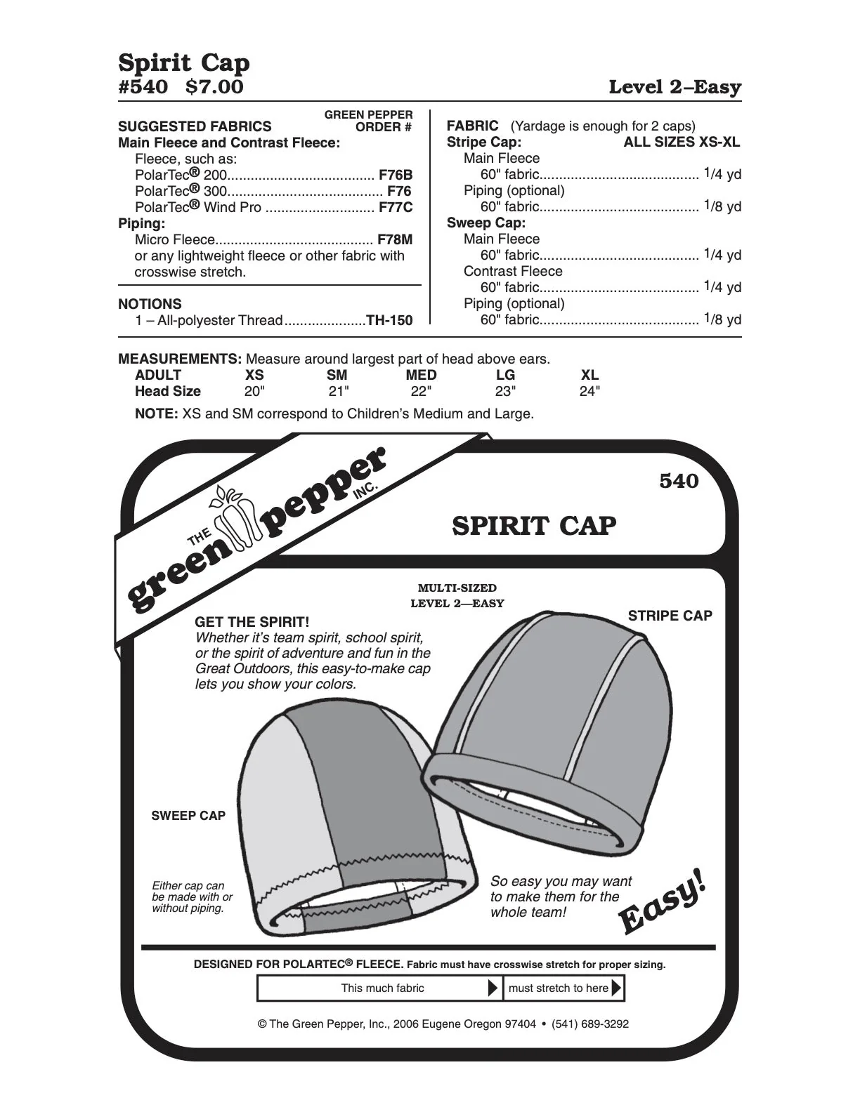 Spirit Cap Pattern - 540 - The Green Pepper Patterns - Image 2
