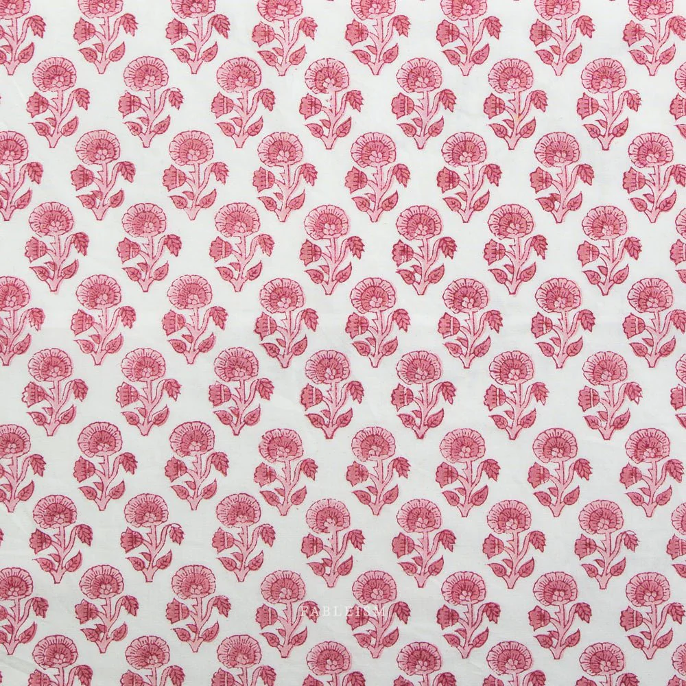 Stamp Floral - Pink - Indian Block Prints Cottage - Fableism Supply Co.