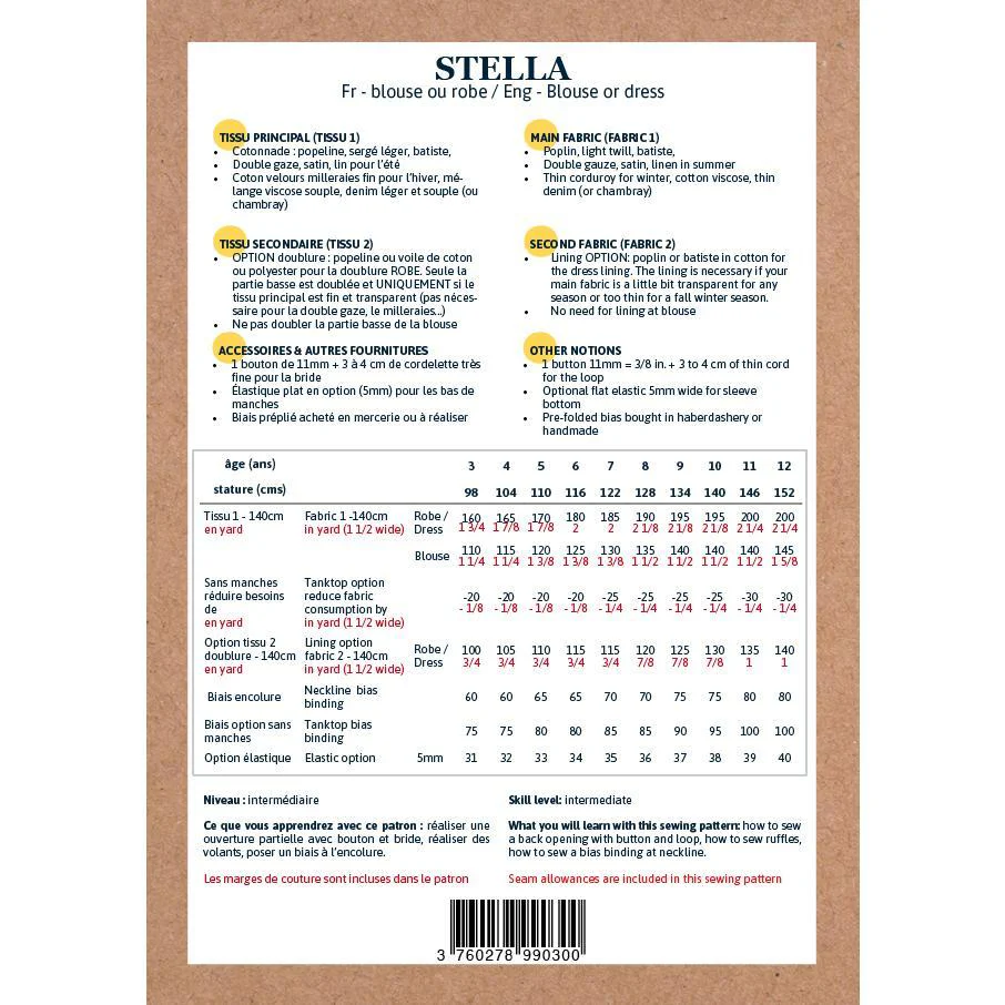 Stella Blouse or Dress Sewing Pattern - Girls 3/12Y - Ikatee - Image 22