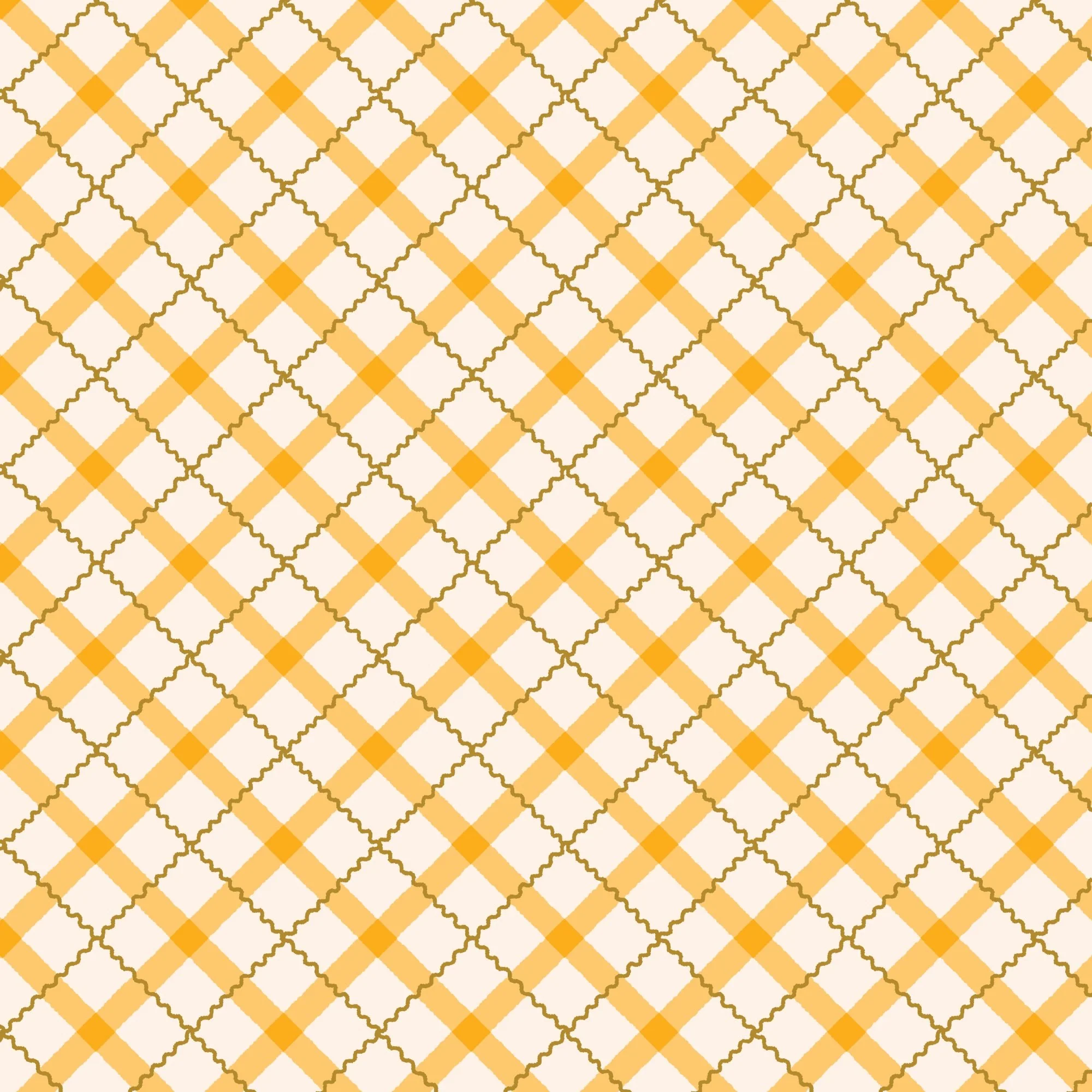Tartan - Gold - Retro Meadow - Sophie Rowe - Cloud 9 Fabrics - Poplin - Image 3