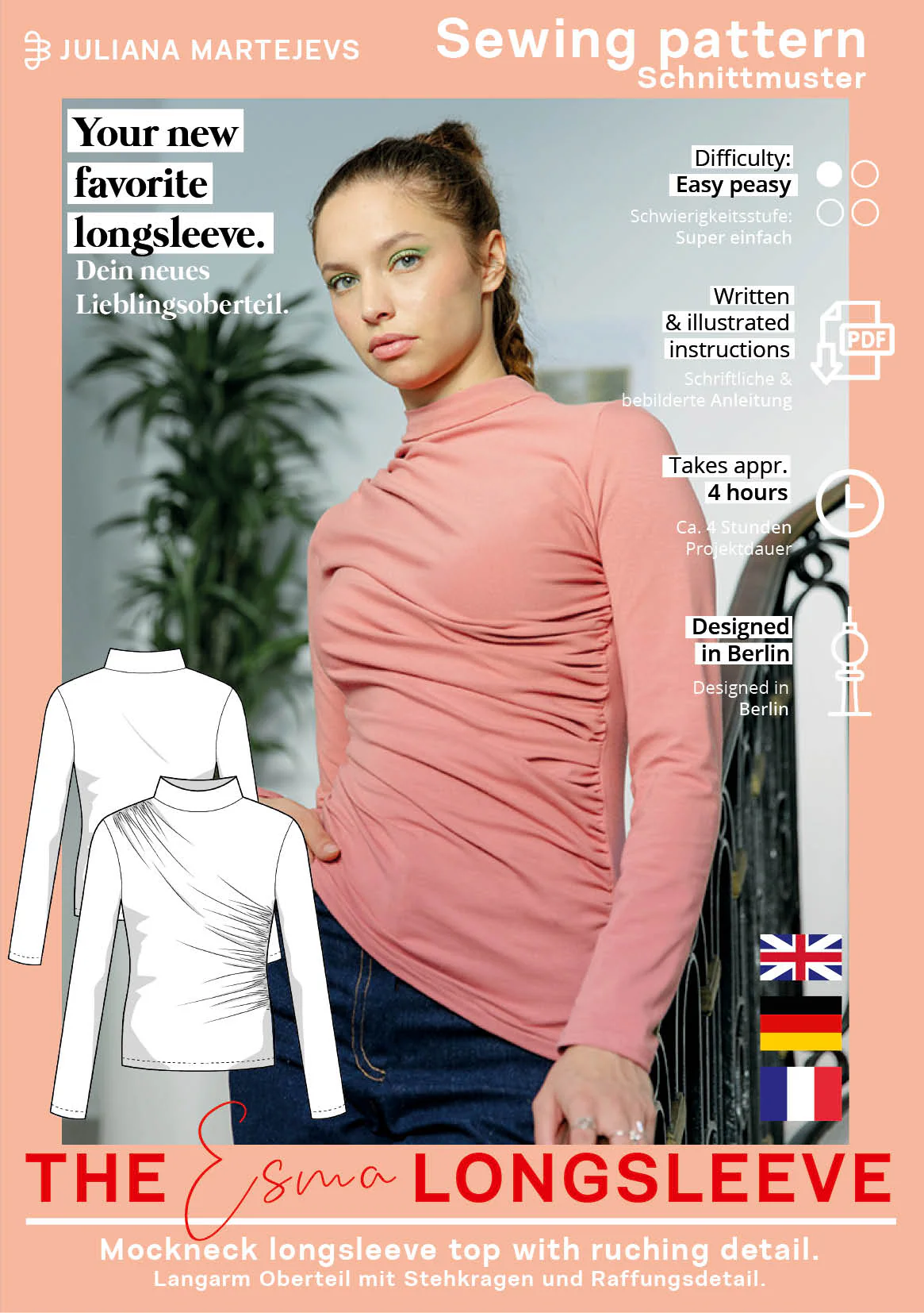 The Esma Mock Neck Top - Paper Sewing Pattern - Juliana Martejevs - Image 5