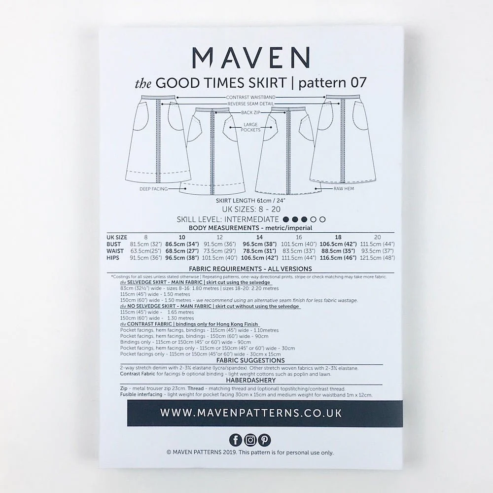 The Good Times Skirt Paper Sewing Pattern - Maven Sewing Patterns - Image 10