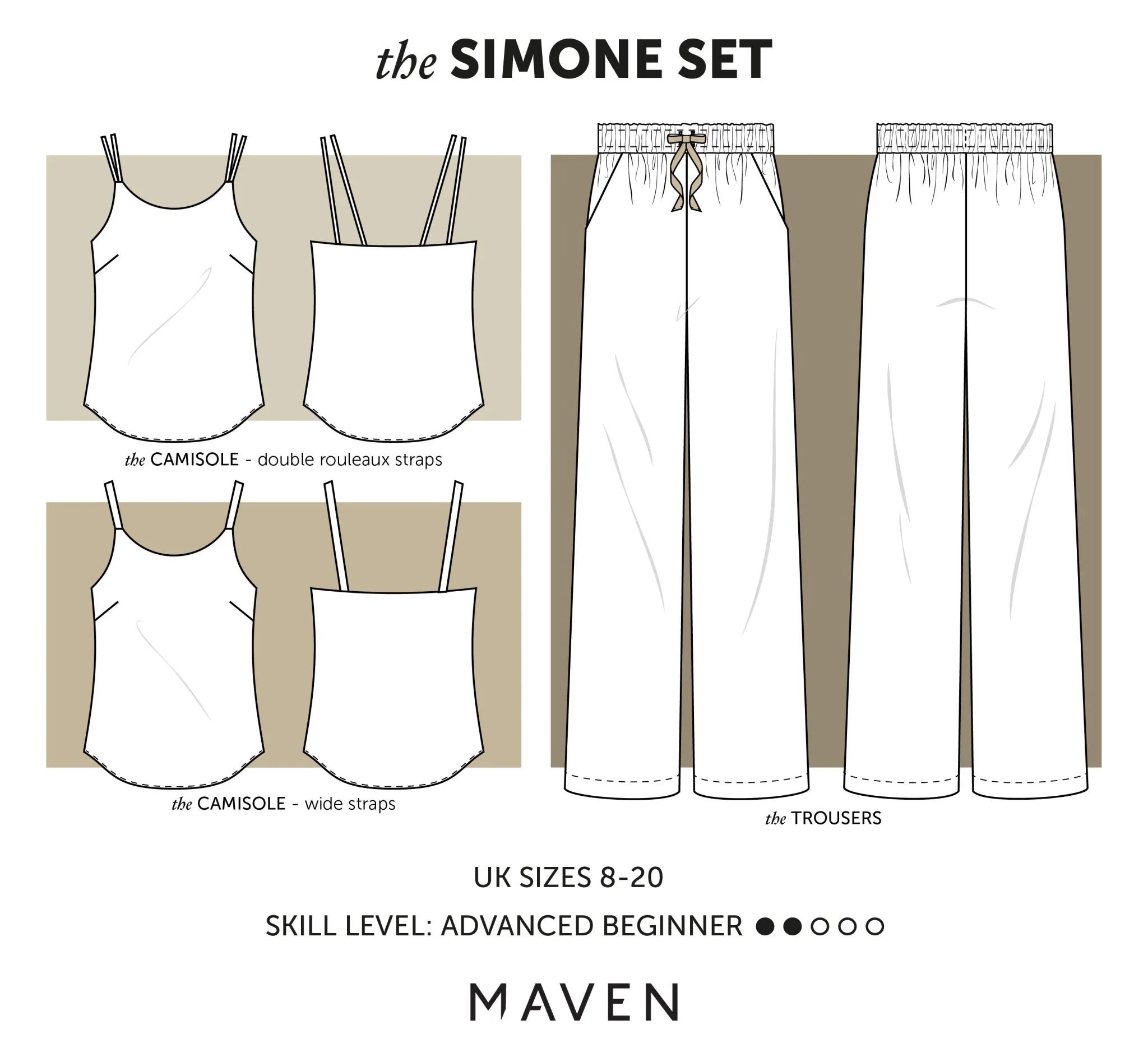 The Simone Set / Camisole + Trouser Paper Sewing Pattern - Maven Sewing Patterns - Image 6