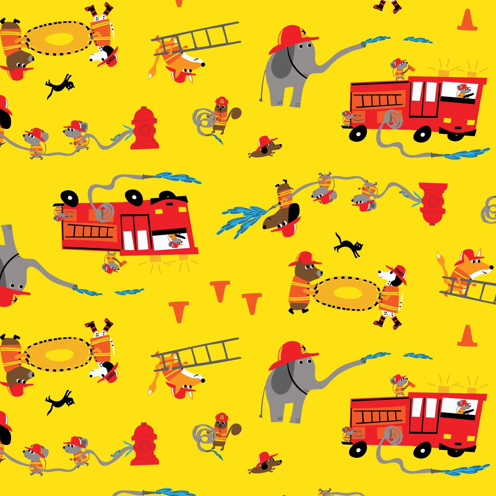 To The Rescue - Fire! Fire! Fire! - Loo McNulty - Cloud 9 Fabrics - Poplin - Image 3