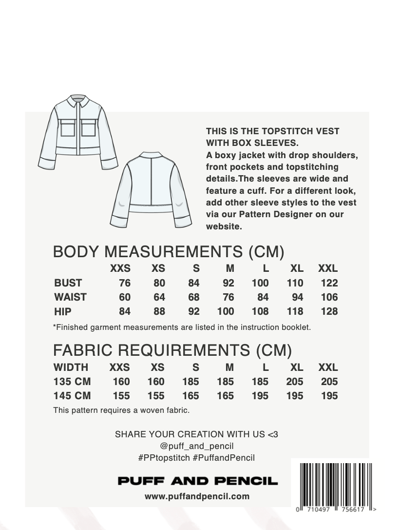 Topstitch Vest + Box Sleeves - Paper Sewing Pattern - Puff And Pencil - Image 7