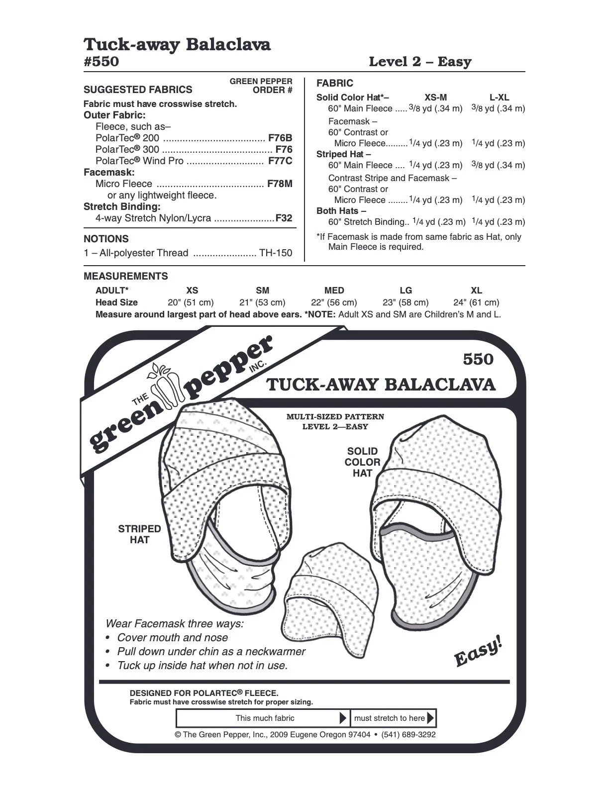 Tuck-Away Balaclava Pattern - 550 - The Green Pepper Patterns - Image 2