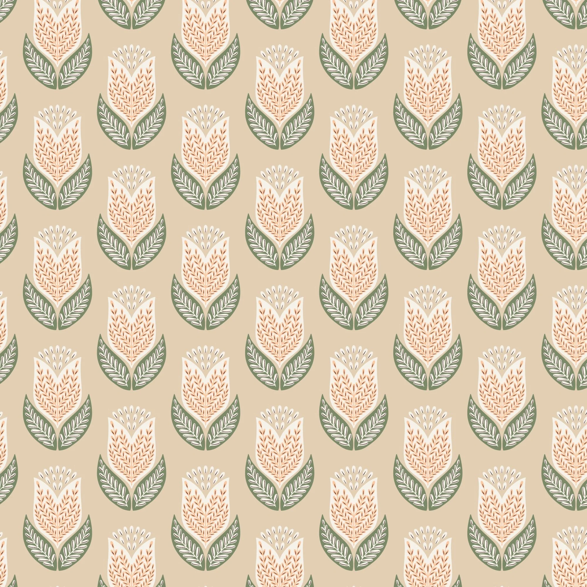 Tulips - Tan - Honey Garden - Juliana Tipton - Cloud 9 Fabrics - Poplin - Image 2