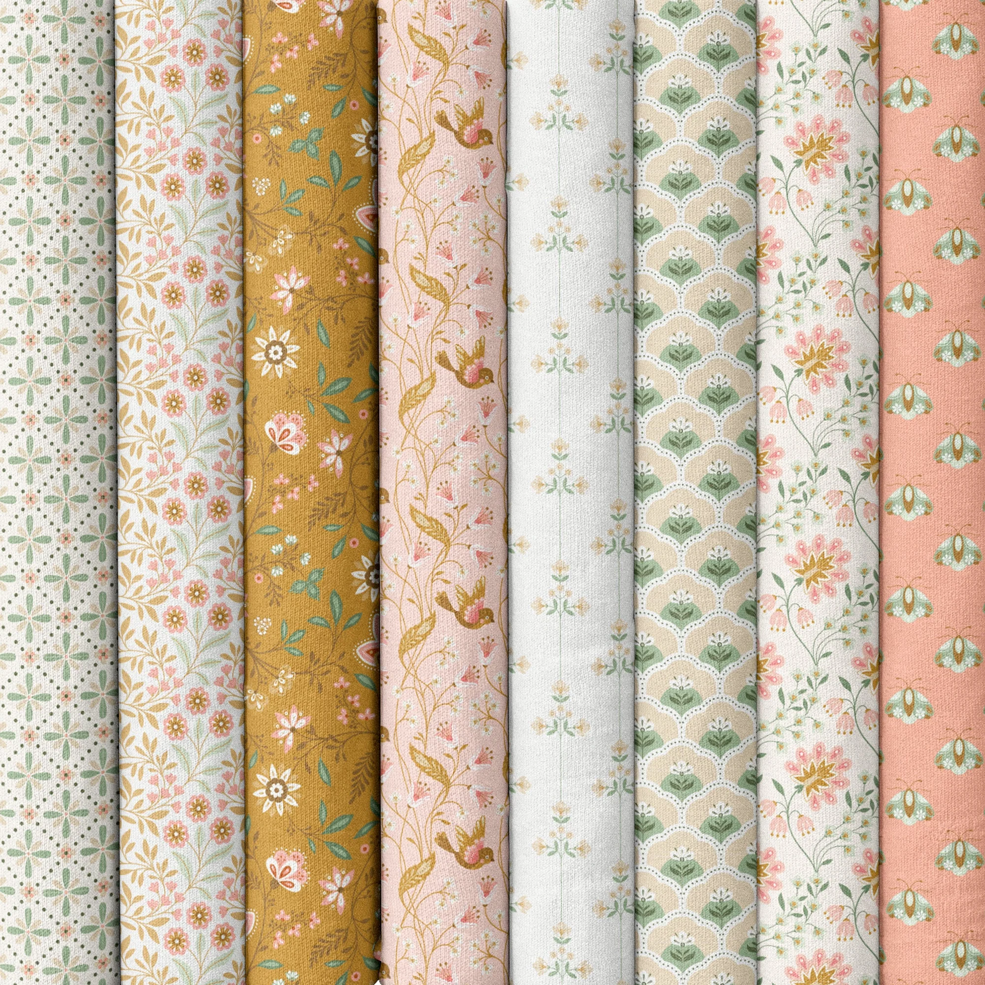 Vivienne - Tan/Turquoise - Vintage Charm - Dots & Glory - Cloud 9 Fabrics - Poplin - Image 12