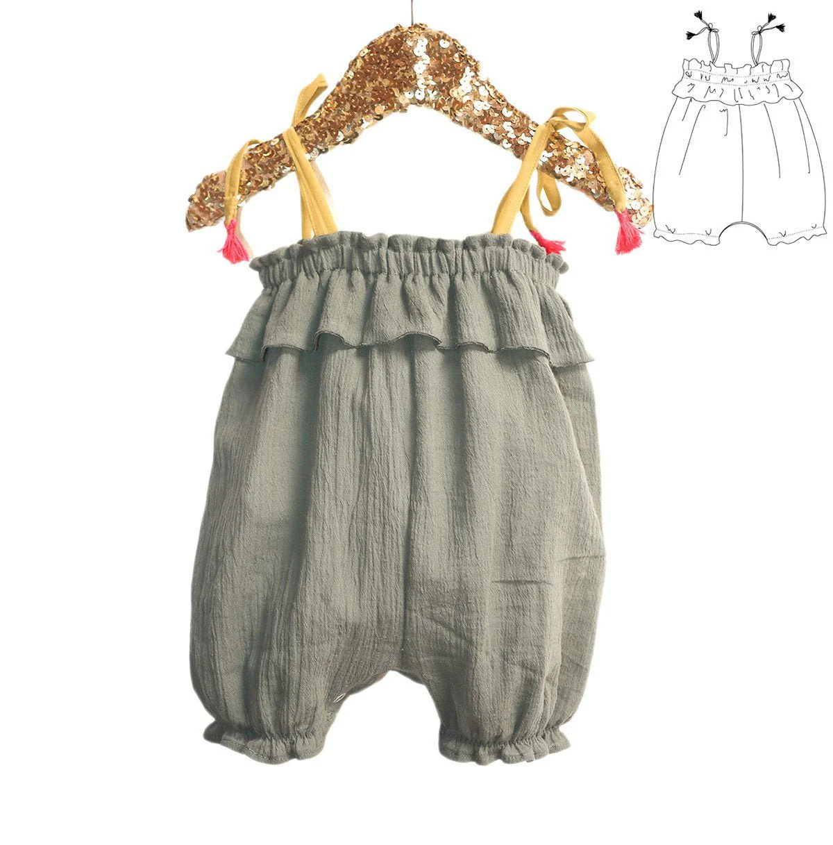Volantis Tank Romper Sewing Pattern- Baby 1/24M - Ikatee - Image 4