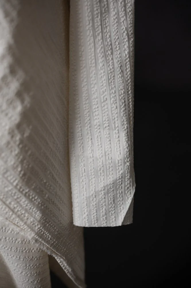 Washed White Seersucker Stripe Indian Organic Cotton - Merchant & Mills