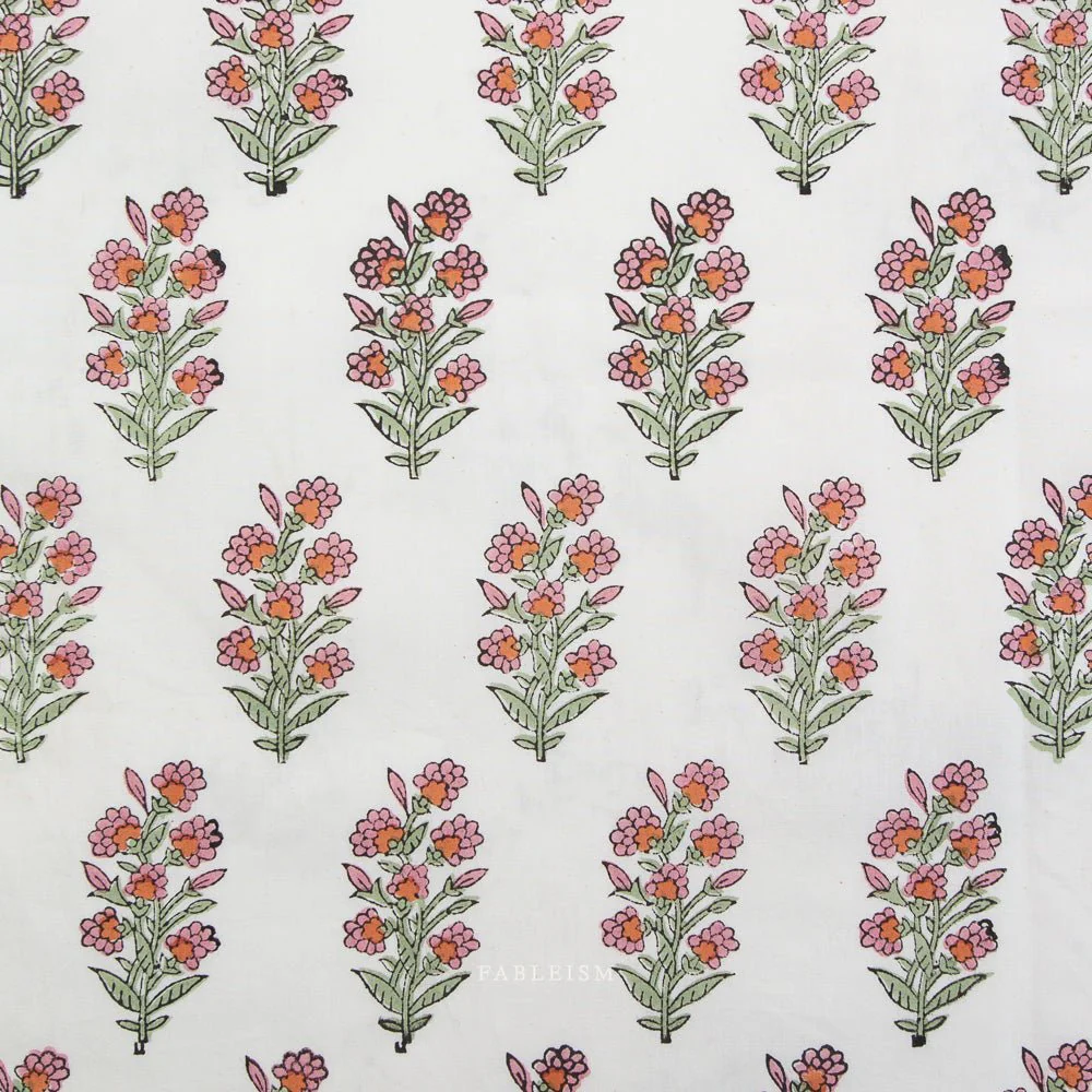 Wild Floral - Blushing - Indian Block Prints Cottage - Fableism Supply Co.