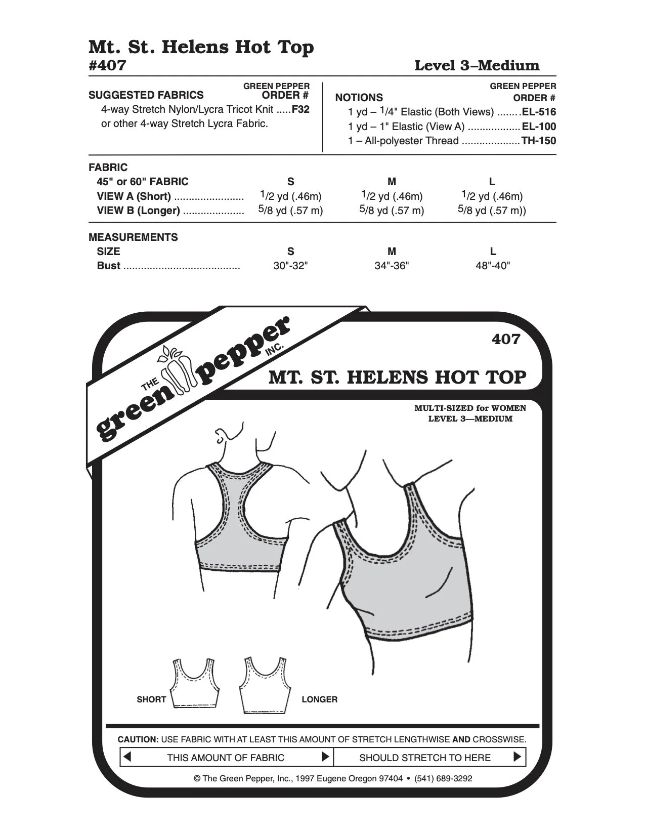 Women’s Mt Saint Helens Hot Top Pattern - 407 - The Green Pepper Patterns - Image 2